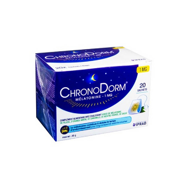 Achetez CHRONODORM DOUBLE ACTION Mélatonine 1 mg Tisane 20 Sachet